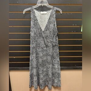Elegance Leopard Print Sleeveless Midi Dress Size L Black Gray
